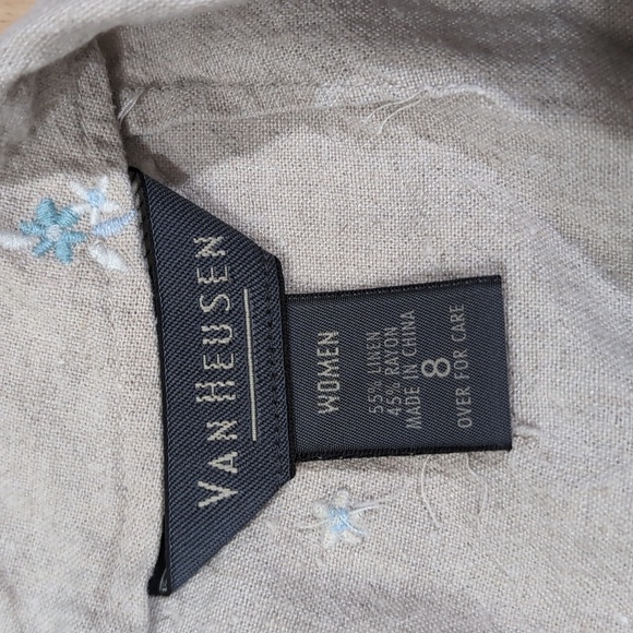 Van Heusen Embroidered Flowers Linen Midi Pencil Skirt - Picture 2 of 8